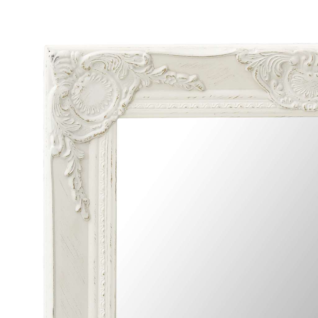 320320 vidaXL Wall Mirror Baroque Style 50x80 cm White