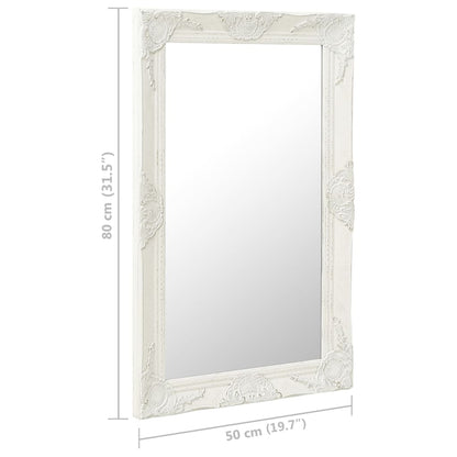 vidaXL Wall Mirror Baroque Style 50x80 cm White