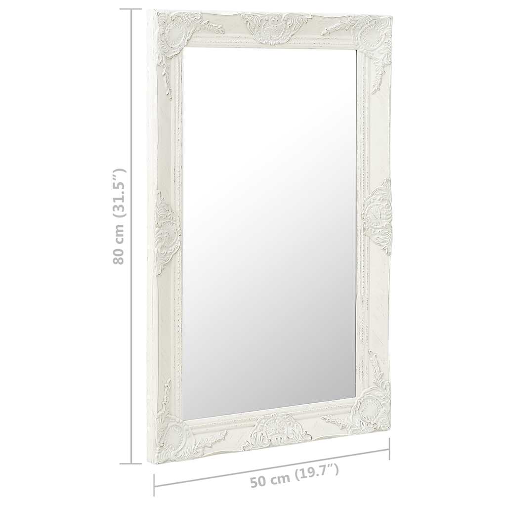 320320 vidaXL Wall Mirror Baroque Style 50x80 cm White