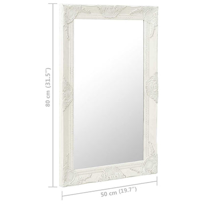 320320 vidaXL Wall Mirror Baroque Style 50x80 cm White
