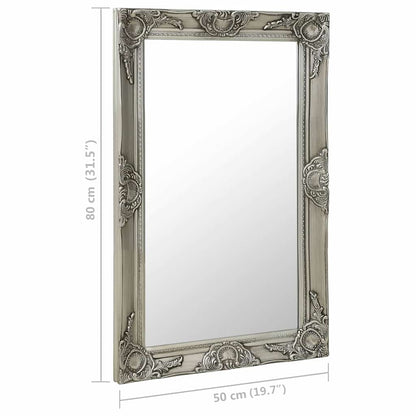 320322 vidaXL Wall Mirror Baroque Style 50x80 cm Silver