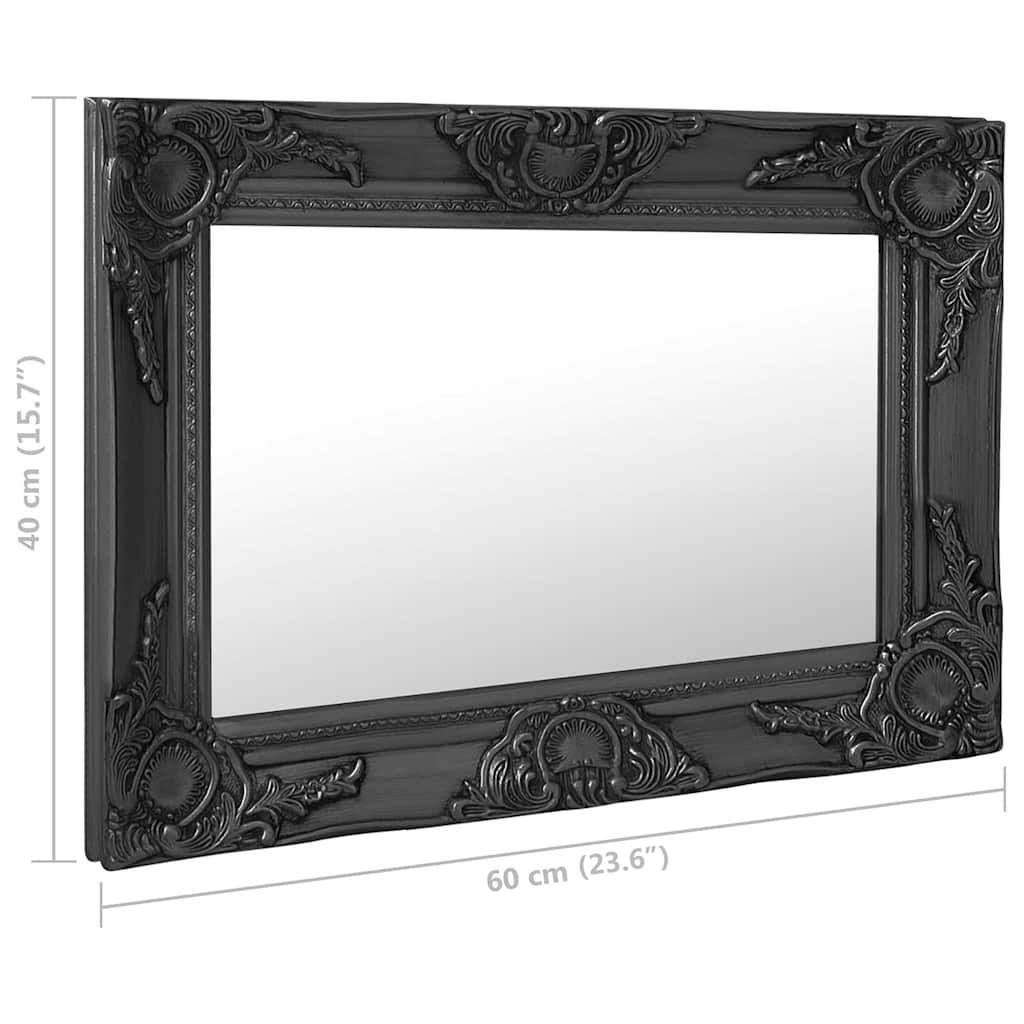 320331 vidaXL Wall Mirror Baroque Style 60x40 cm Black