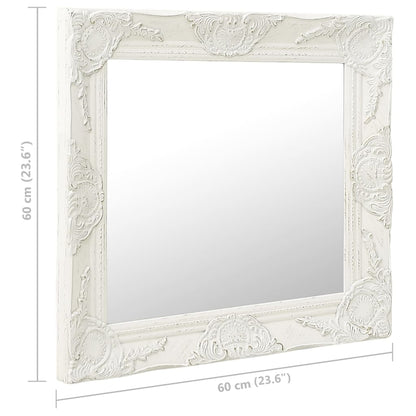 vidaXL Wall Mirror Baroque Style 60x60 cm White