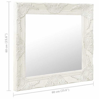 320332 vidaXL Wall Mirror Baroque Style 60x60 cm White