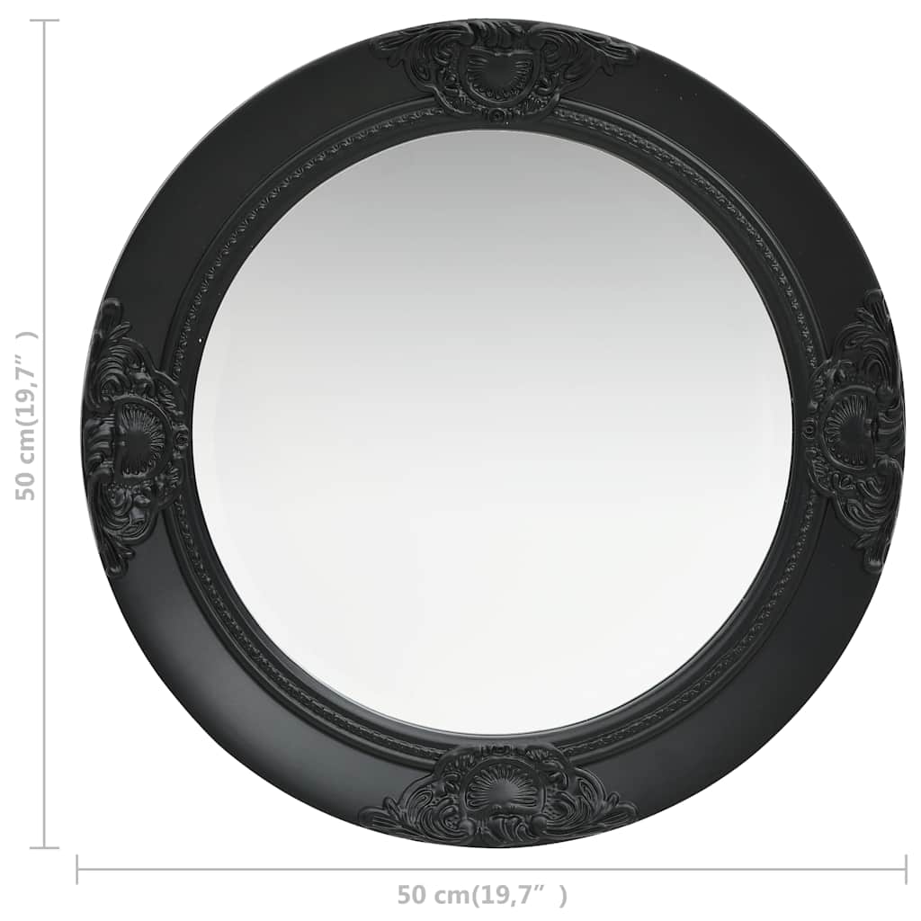 vidaXL Wall Mirror Baroque Style 50 cm Black