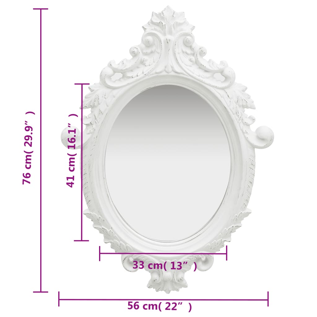 vidaXL Wall Mirror Castle Style 56x76 cm White
