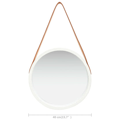 vidaXL Wall Mirror with Strap 40 cm White