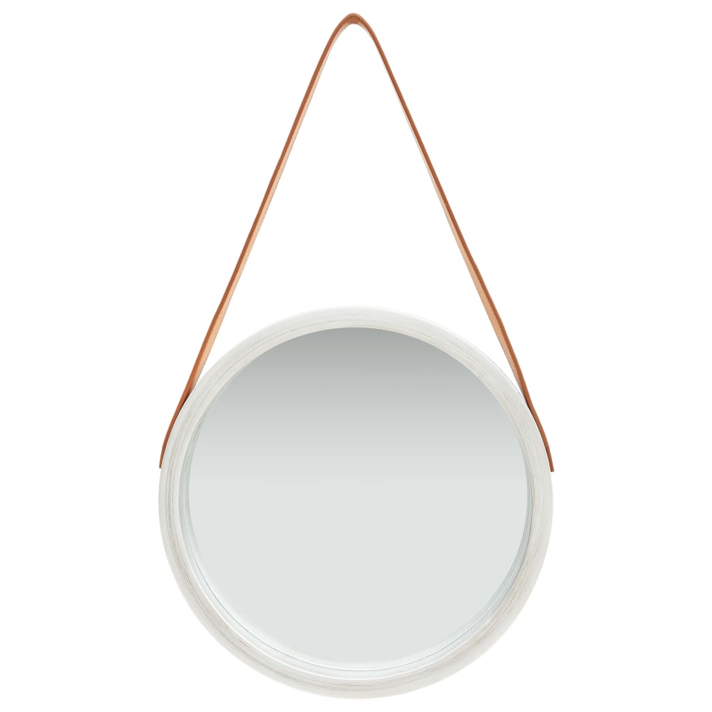 vidaXL Wall Mirror with Strap 40 cm Silver
