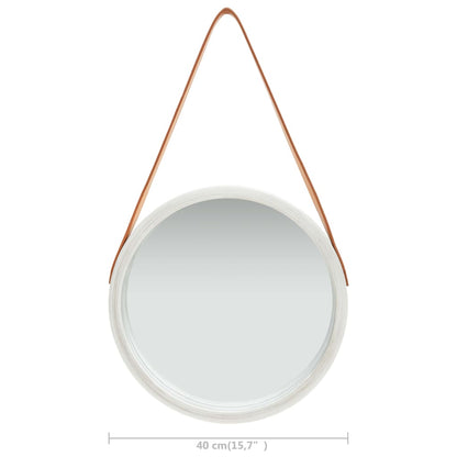 vidaXL Wall Mirror with Strap 40 cm Silver