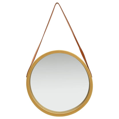 vidaXL Wall Mirror with Strap 50 cm Gold