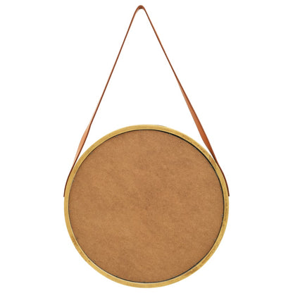 vidaXL Wall Mirror with Strap 50 cm Gold