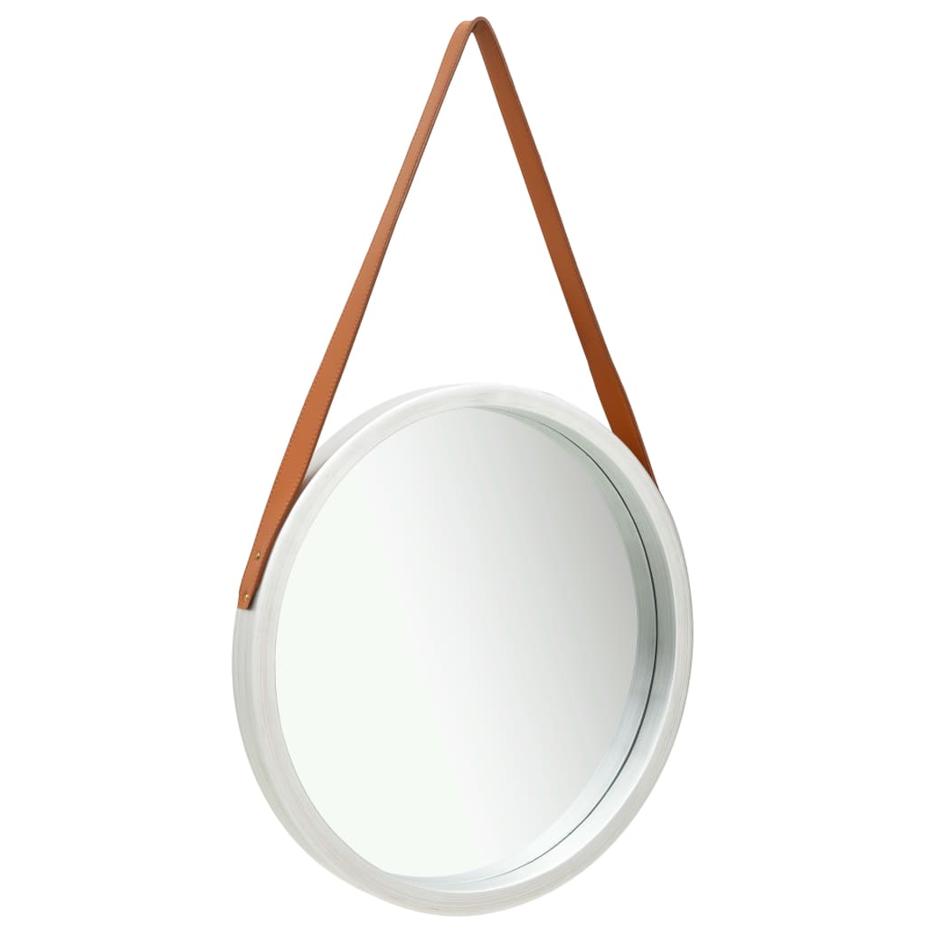 vidaXL Wall Mirror with Strap 50 cm Silver