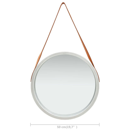 vidaXL Wall Mirror with Strap 50 cm Silver