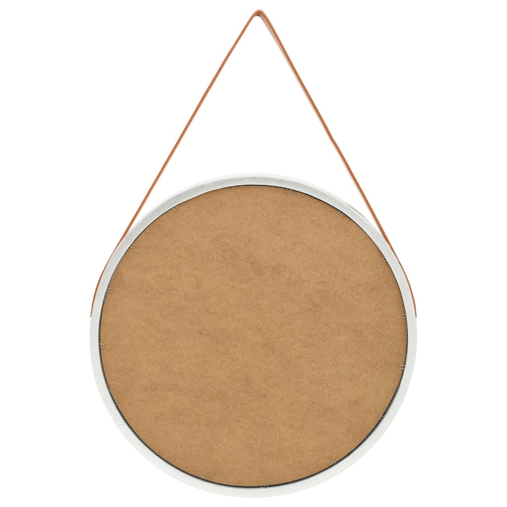 vidaXL Wall Mirror with Strap 60 cm Silver