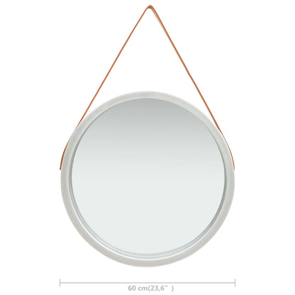 vidaXL Wall Mirror with Strap 60 cm Silver