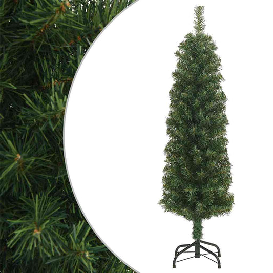 vidaXL Artificial Christmas Tree | Green | PVC | Slim | Collapsible