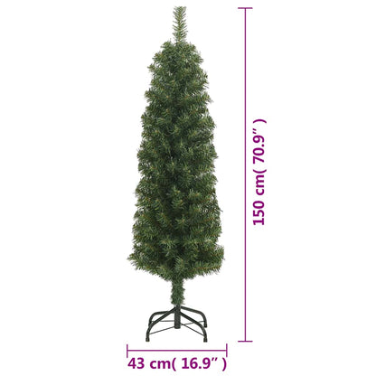 vidaXL Artificial Christmas Tree | Green | PVC | Slim | Collapsible
