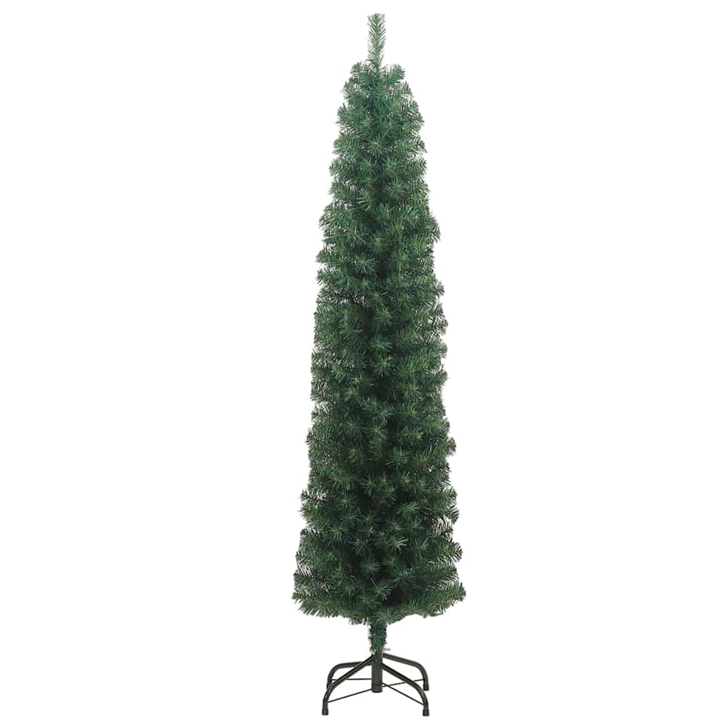 vidaXL Artificial Christmas Tree | Green | PVC, Steel | Slim