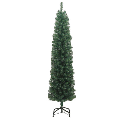 vidaXL Artificial Christmas Tree | Green | PVC, Steel | Slim