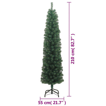 vidaXL Slim Artificial Christmas Tree with Stand Green 210 cm PVC