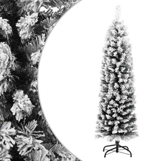 vidaXL Artificial Christmas Tree | Green | PVC, Steel | Slim | Ornaments