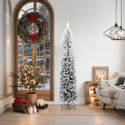 vidaXL Artificial Christmas Tree | Green with flocked white snow | PVC, Steel