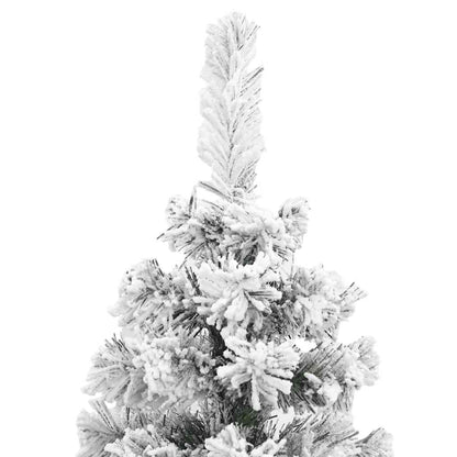 vidaXL Fake Xmas Tree | Green with White Snow Flocking | PVC, Steel | Slim