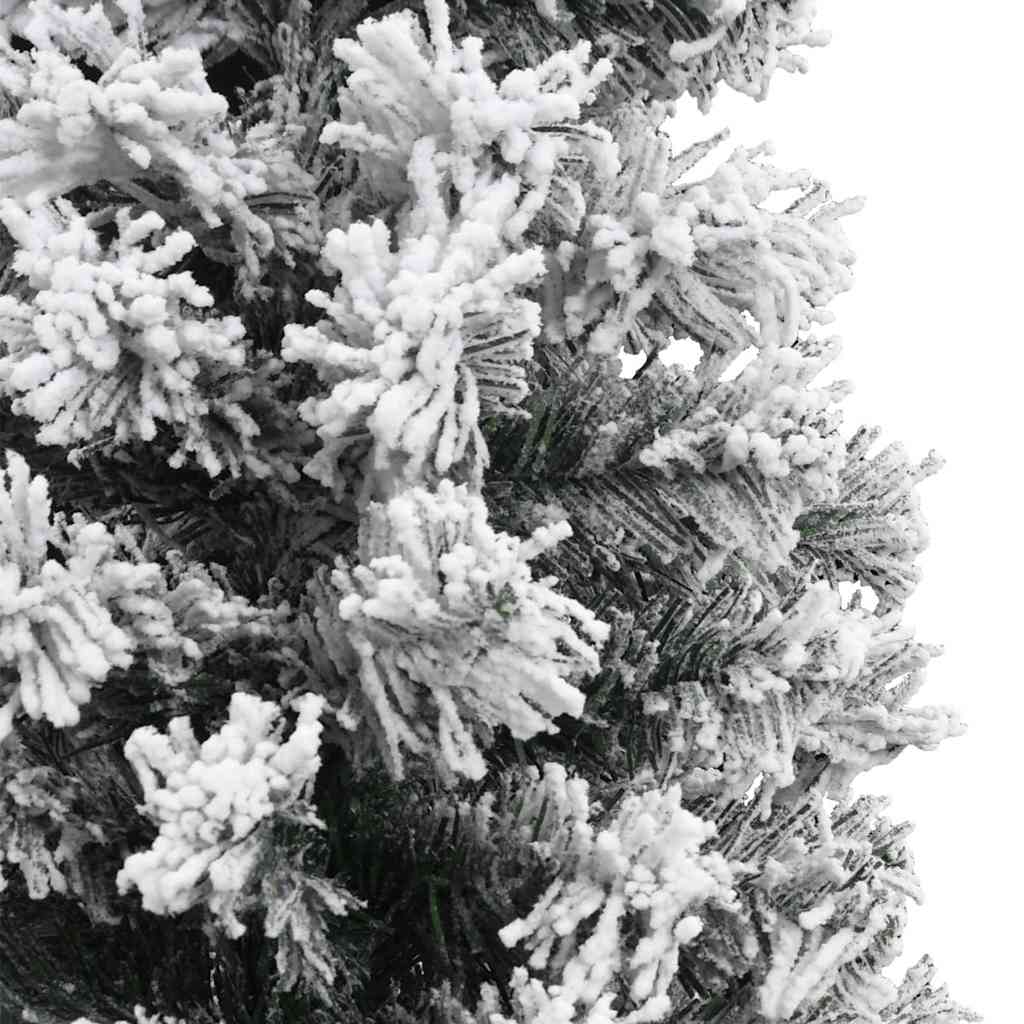 vidaXL Fake Xmas Tree | Green with White Snow Flocking | PVC, Steel | Slim