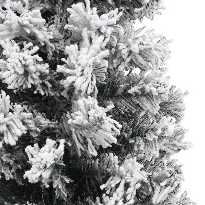 vidaXL Fake Xmas Tree | Green with White Snow Flocking | PVC, Steel | Slim