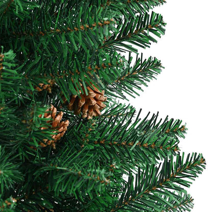 vidaXL Christmas Tree | Green | PVC, Solid Pine Wood, Powder-Coated Steel | Slim