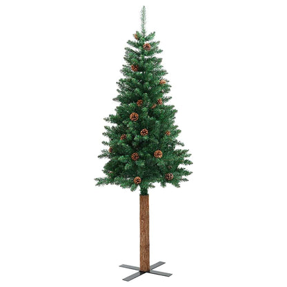 vidaXL Christmas Tree | Green | PVC, Solid Pine Wood, Powder-Coated Steel | Slim