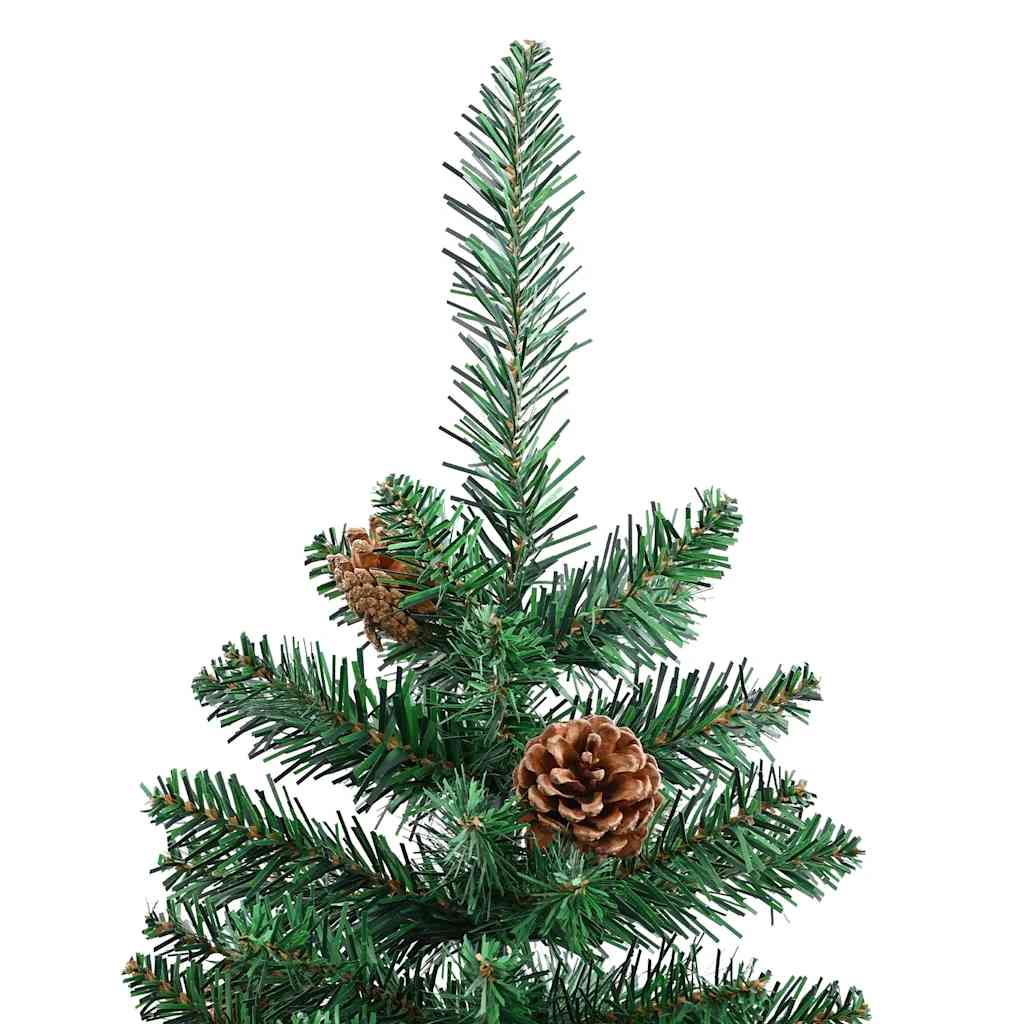 vidaXL Christmas Tree | Green | PVC, Solid Pine Wood, Powder-Coated Steel | Slim