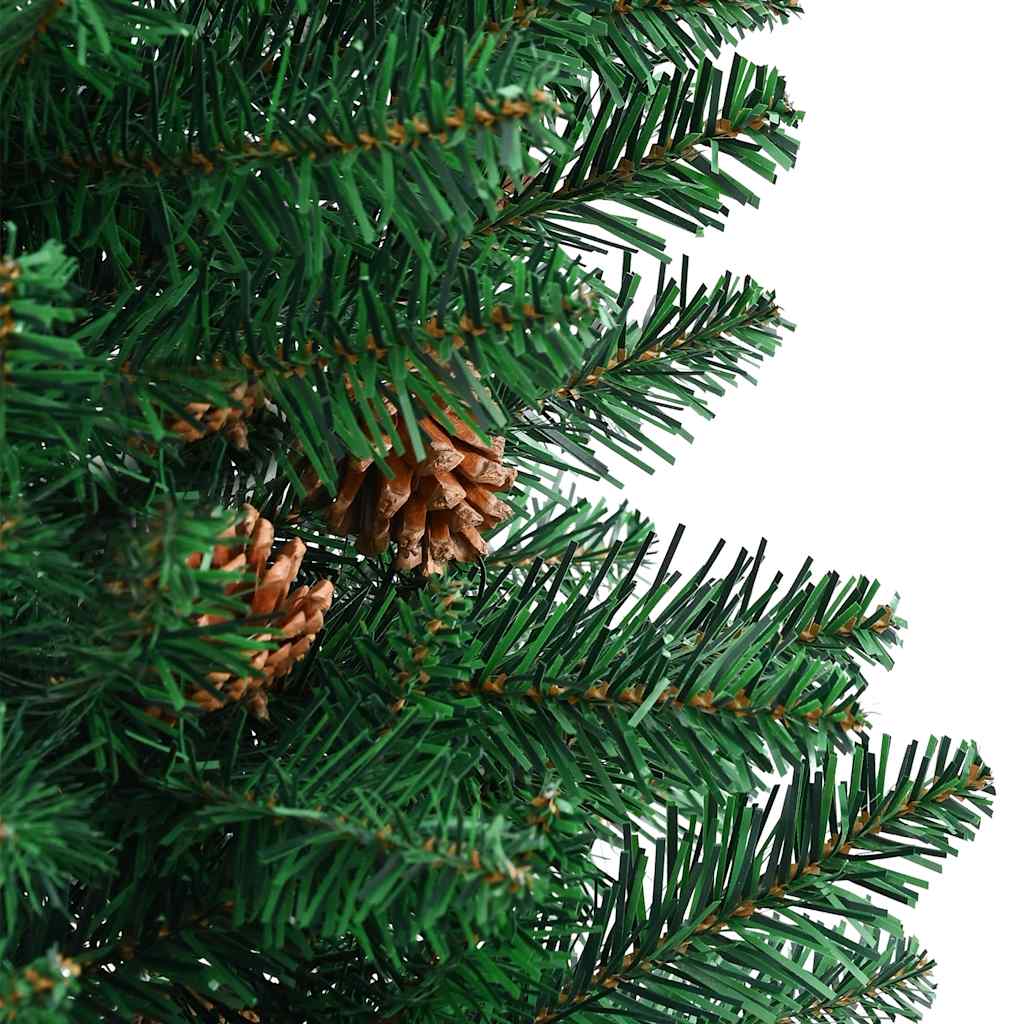 vidaXL Christmas Tree | Green | PVC, Solid Pine Wood, Powder-Coated Steel | Slim