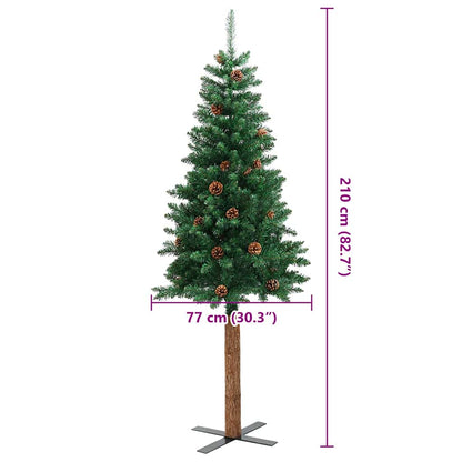 vidaXL Christmas Tree | Green | PVC, Solid Pine Wood, Powder-Coated Steel | Slim