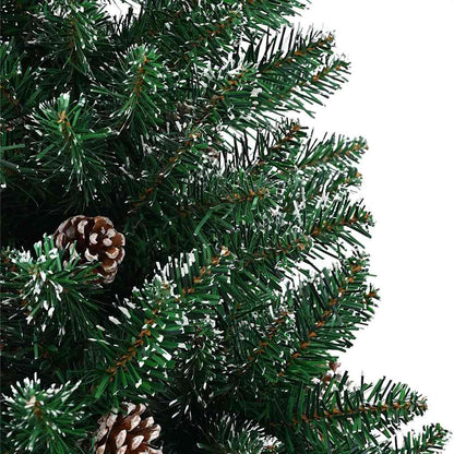 vidaXL Christmas Tree | Green | PVC, Solid Pine Wood, Powder-Coated Steel | Slim