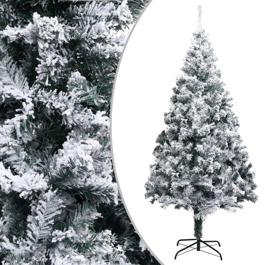 vidaXL Artificial Christmas Tree | Green with white flocked snow | PVC