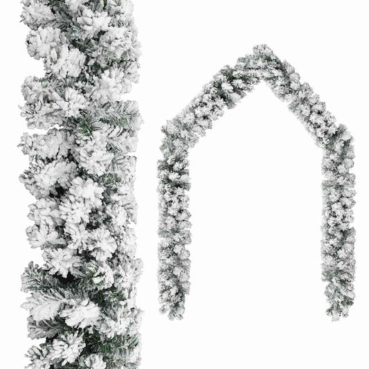 320967 vidaXL Christmas Garland with Flocked Snow Green 5 m PVC