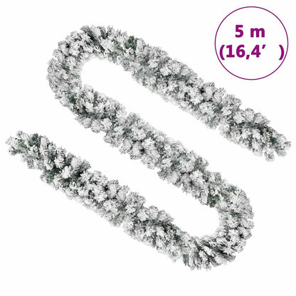320967 vidaXL Christmas Garland with Flocked Snow Green 5 m PVC