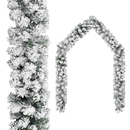vidaXL Christmas Garland with Flocked Snow Green 10 m PVC