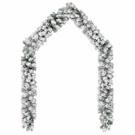 320968 vidaXL Christmas Garland with Flocked Snow Green 10 m PVC