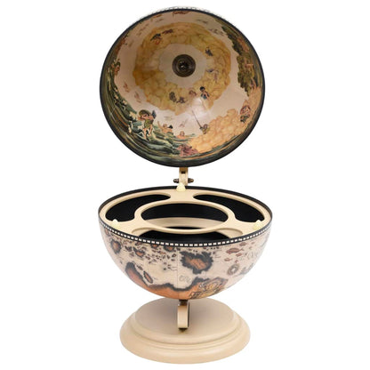 vidaXL Tabletop Globe Bar Wine Stand Eucalyptus Wood White