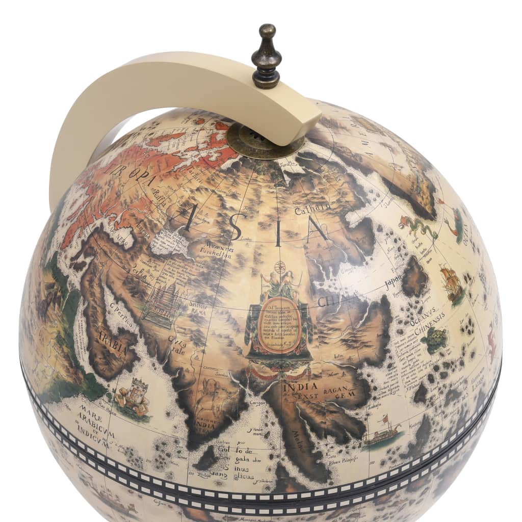 vidaXL Tabletop Globe Bar Wine Stand Eucalyptus Wood White
