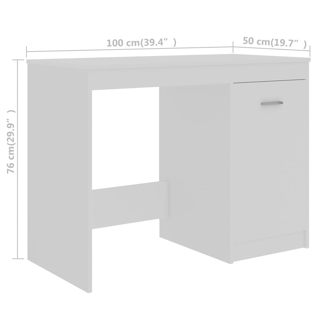 vidaXL Desk White 140x50x76 cm Engineered Wood