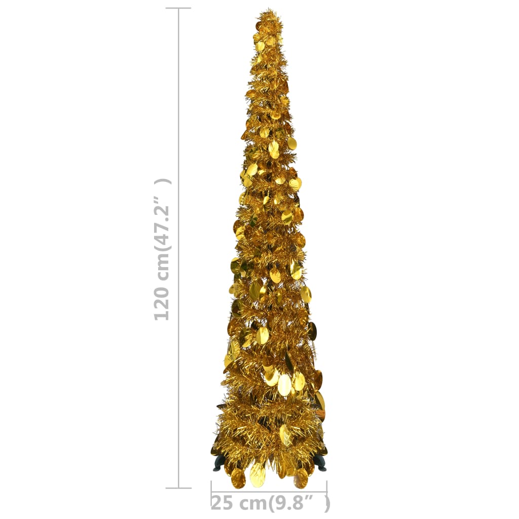vidaXL Pop-up Christmas Tree | Gold | PET | 120 cm high, compact | Collapsible