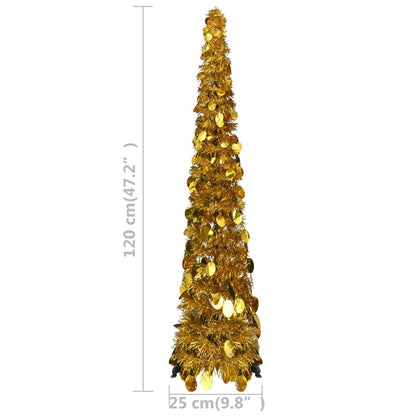 vidaXL Pop-up Christmas Tree | Gold | PET | 120 cm high, compact | Collapsible