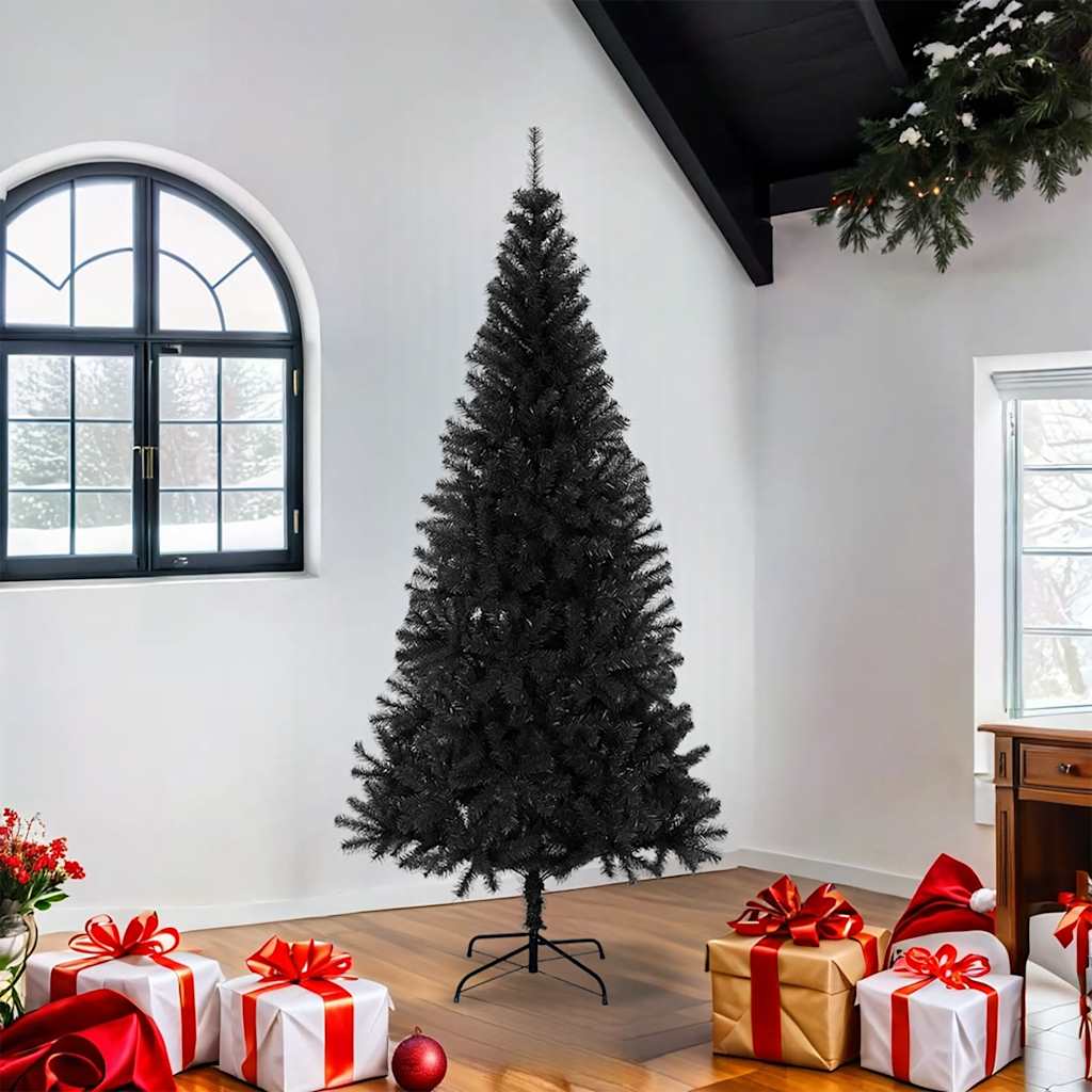 vidaXL Black Artificial Christmas Tree | PVC | 180 cm | Cone-shaped