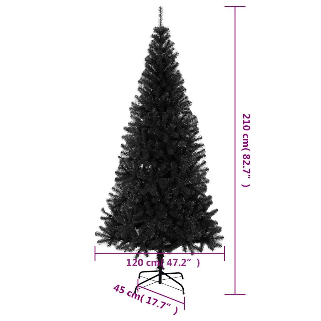 vidaXL Artificial Christmas Tree | Black | PVC, Steel | Large | Durable