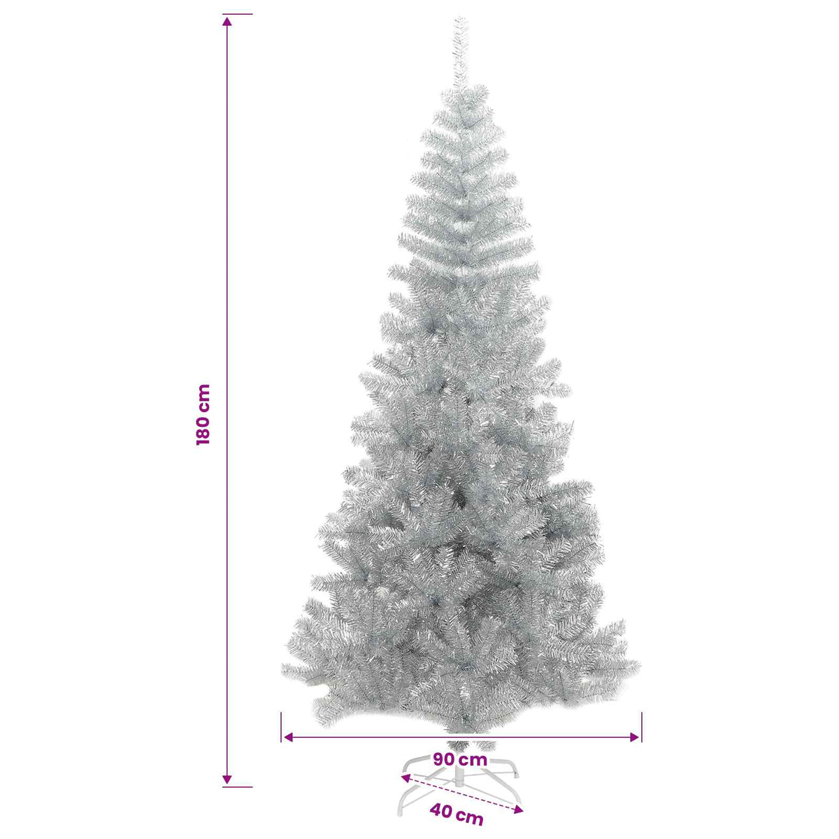 vidaXL Artificial Christmas Tree with Stand Silver 180 cm PET