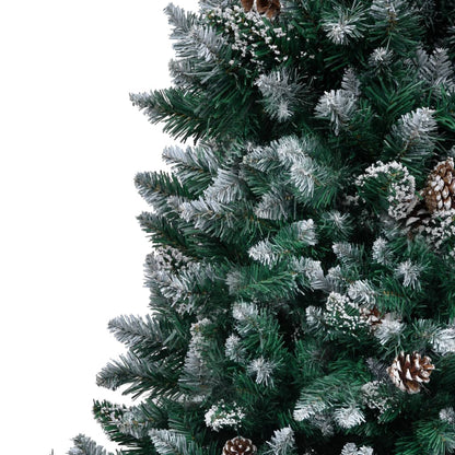 vidaXL Christmas Tree | Green and white | PVC, steel | 210 cm