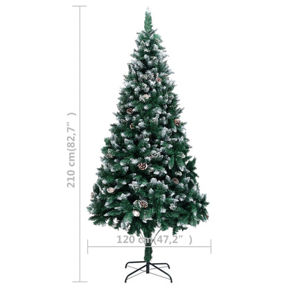 vidaXL Christmas Tree | Green and white | PVC, steel | 210 cm